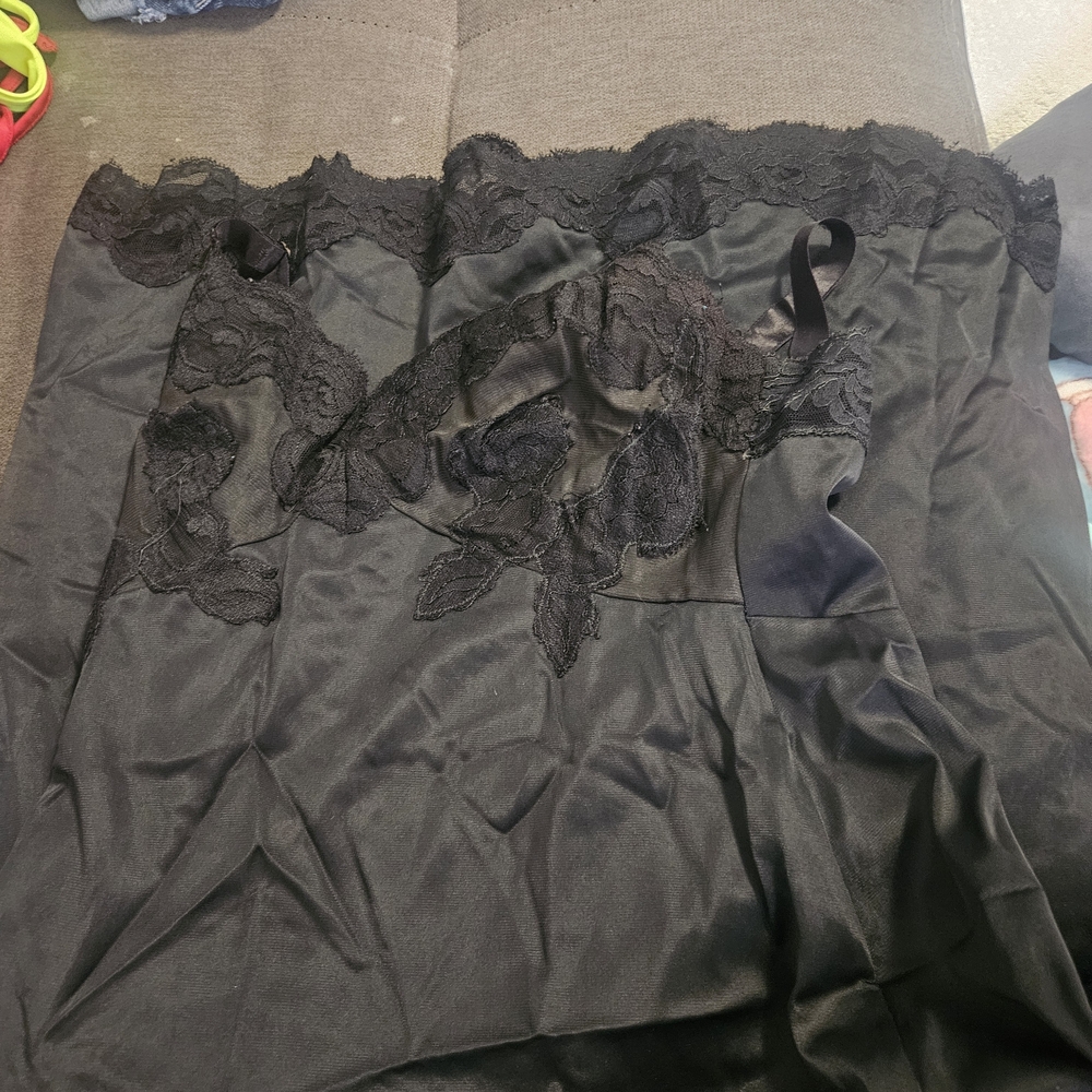 Black Lace Satin Chemise - Women Intimates & Sleepwear